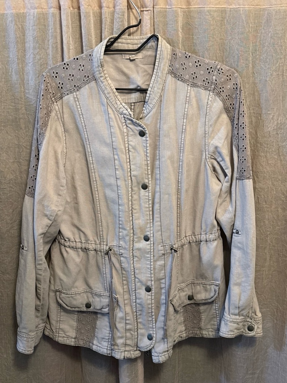 Maurices Light Gray Eyelet-Trim Utility Jacket